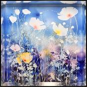 BLUE FLORAL ELEGANCE II (71x71cm)